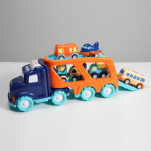 Load image into Gallery viewer, xbaby 5 Pcs Cars Toys for 2 3 4 5 Years Old Toddlers, Big Carrier Truck with 8 Small Cartoon Pull Back Cars, Colorful Assorted Vehicles, Transport Truck with Sound and Light, Best Gift for Boy and Girl
