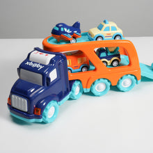 Load image into Gallery viewer, xbaby 5 Pcs Cars Toys for 2 3 4 5 Years Old Toddlers, Big Carrier Truck with 8 Small Cartoon Pull Back Cars, Colorful Assorted Vehicles, Transport Truck with Sound and Light, Best Gift for Boy and Girl
